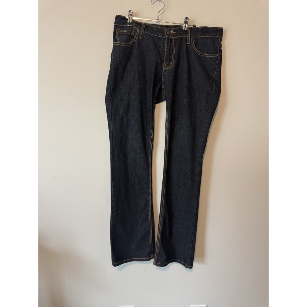 Vintage 2000's Y2K Low Rise Flare Jeans Dark Wash Button Pockets Stretch Sz 13 - Picture 3 of 10